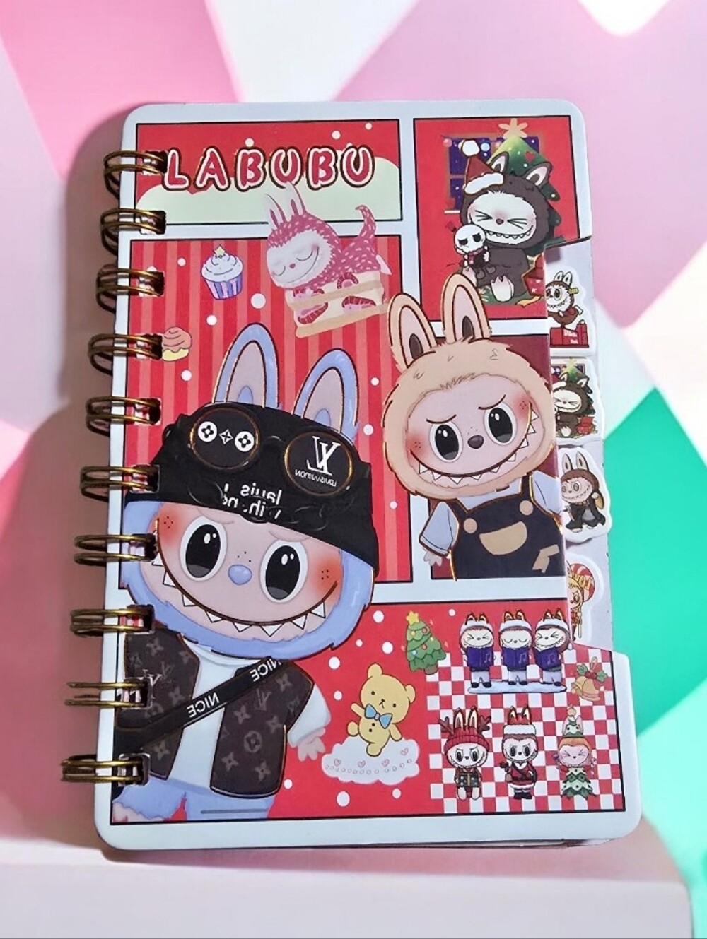 Labubu Notebook Spiral Notebook - Red Character Cover